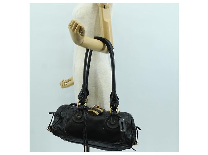 Chloé Sac à main Chloe Paddington en cuir noir or argent Auth am10896V - vue 25