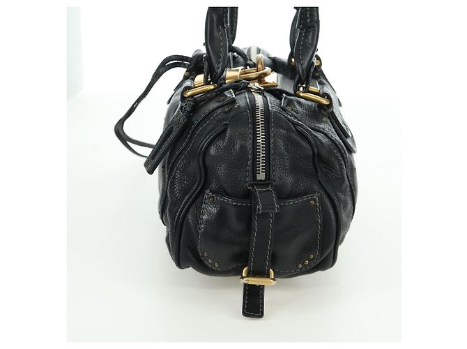 Chloé Sac à main Chloe Paddington en cuir noir or argent Auth am10896V - vue 3