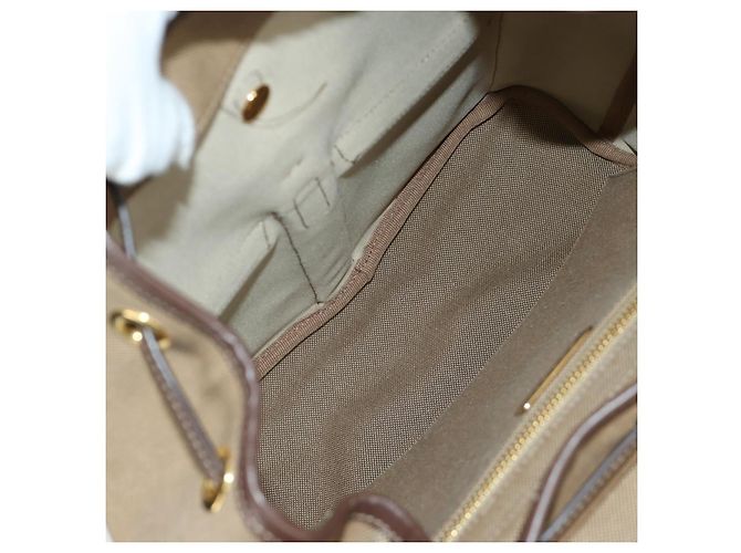 PRADA Backpack Canvas Beige Gold Auth 168350V Golden - view 10