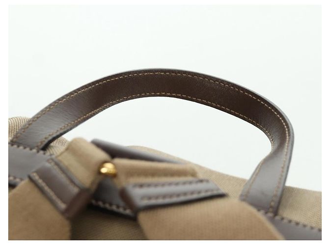 PRADA Backpack Canvas Beige Gold Auth 168350V Golden - view 14