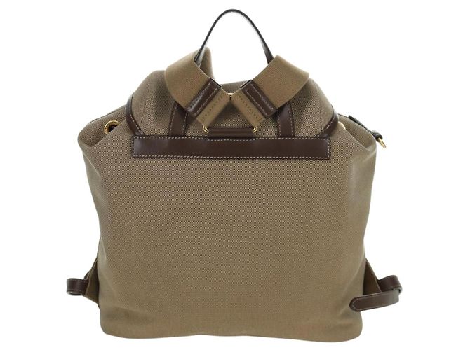 PRADA Backpack Canvas Beige Gold Auth 168350V Golden - view 2
