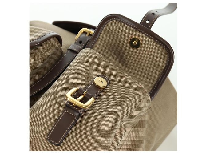 PRADA Backpack Canvas Beige Gold Auth 168350V Golden - view 21