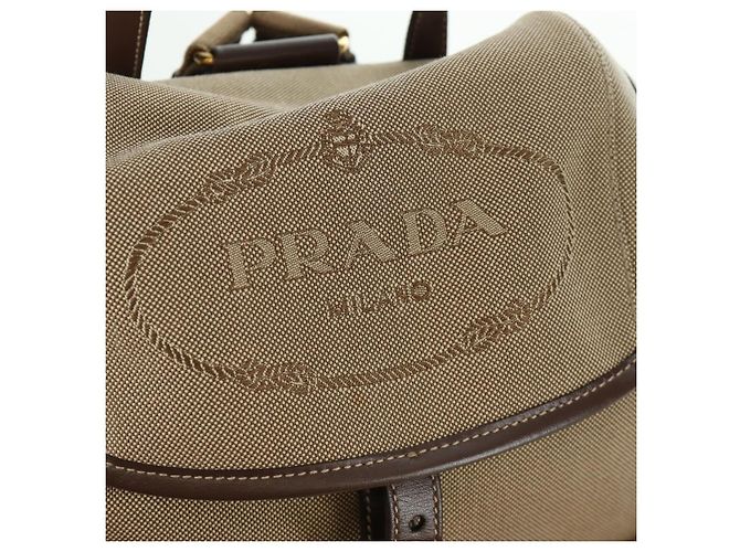 PRADA Backpack Canvas Beige Gold Auth 168350V Golden - view 23