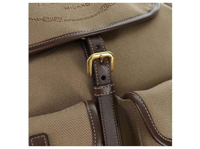 PRADA Backpack Canvas Beige Gold Auth 168350V Golden - view 24