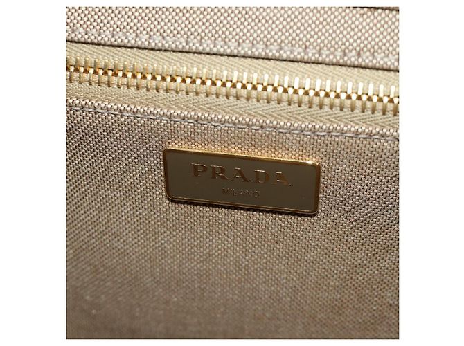 PRADA Backpack Canvas Beige Gold Auth 168350V Golden - view 26