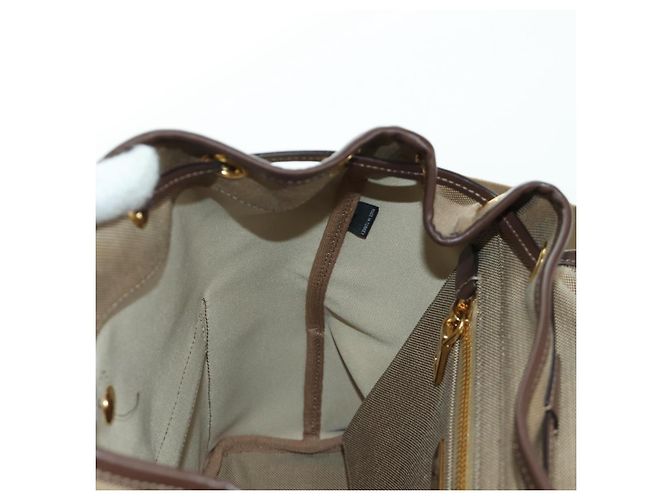 PRADA Backpack Canvas Beige Gold Auth 168350V Golden - view 27