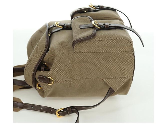 PRADA Backpack Canvas Beige Gold Auth 168350V Golden - view 3