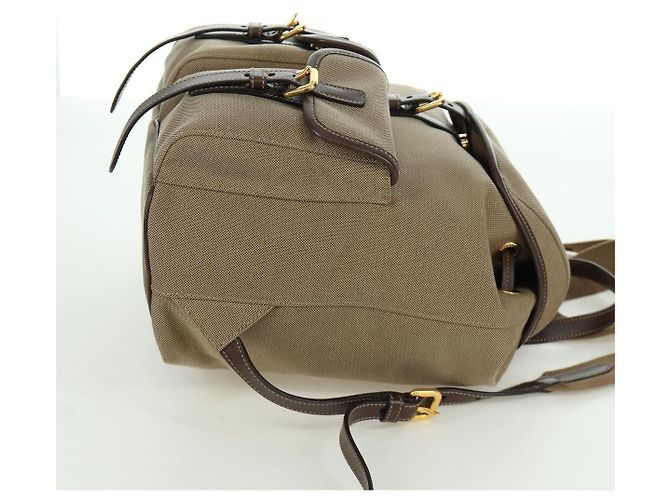 PRADA Backpack Canvas Beige Gold Auth 168350V Golden - view 4