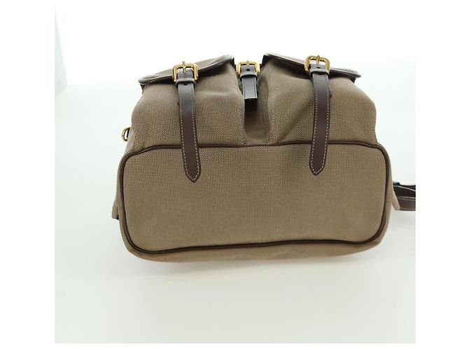 PRADA Backpack Canvas Beige Gold Auth 168350V Golden - view 5