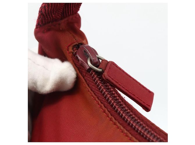 PRADA Borsa a mano in nylon rosso argento Auth LNZ991 - vista 10