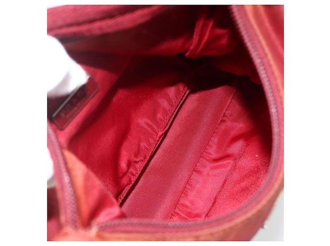 PRADA Borsa a mano in nylon rosso argento Auth LNZ991 - vista 11