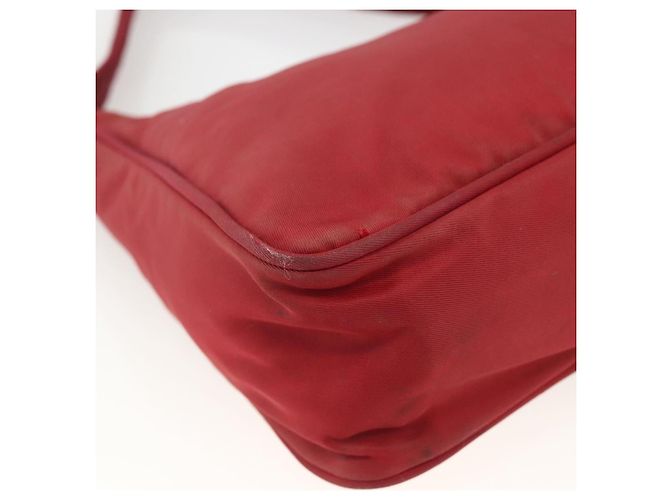 PRADA Borsa a mano in nylon rosso argento Auth LNZ991 - vista 16