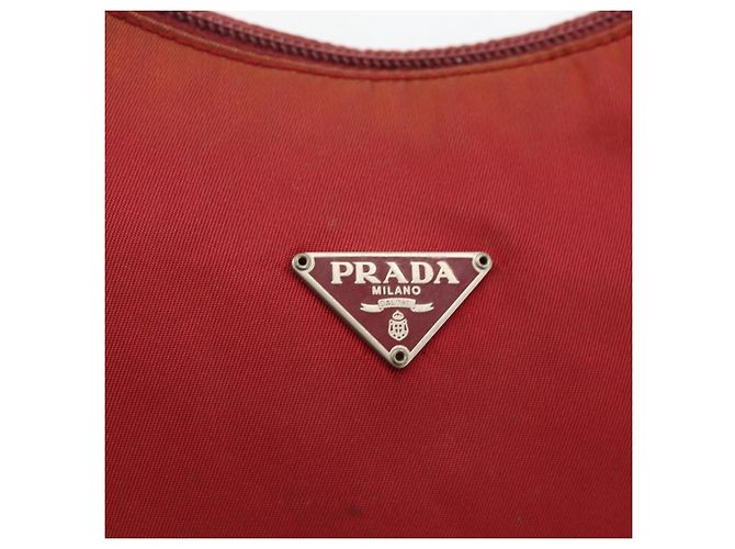 PRADA Borsa a mano in nylon rosso argento Auth LNZ991 - vista 17
