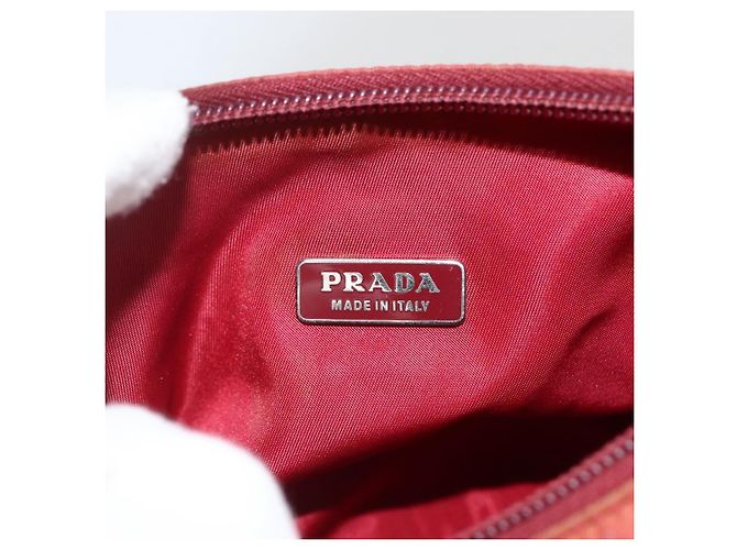 PRADA Borsa a mano in nylon rosso argento Auth LNZ991 - vista 18