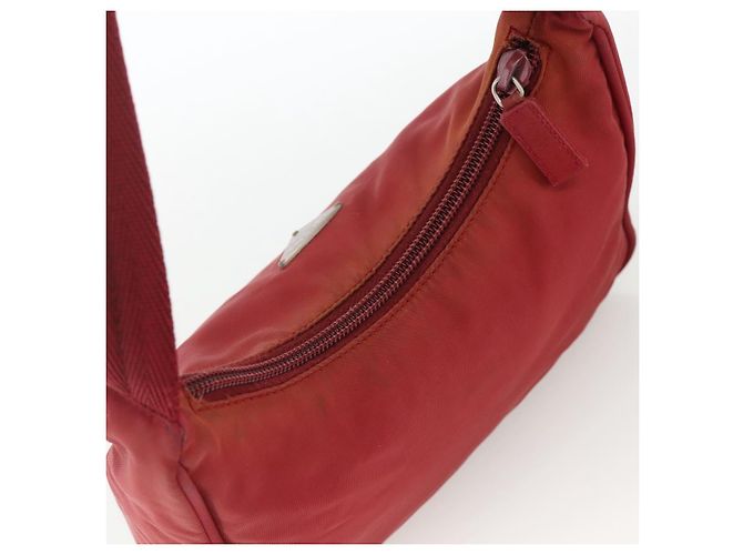 PRADA Borsa a mano in nylon rosso argento Auth LNZ991 - vista 6