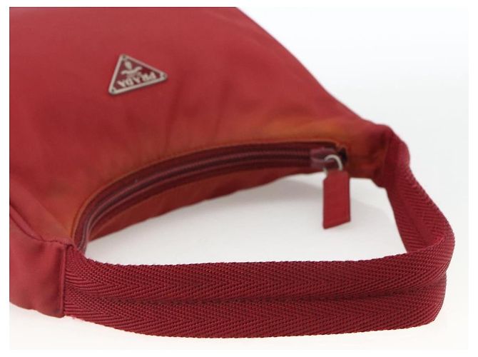 PRADA Borsa a mano in nylon rosso argento Auth LNZ991 - vista 7