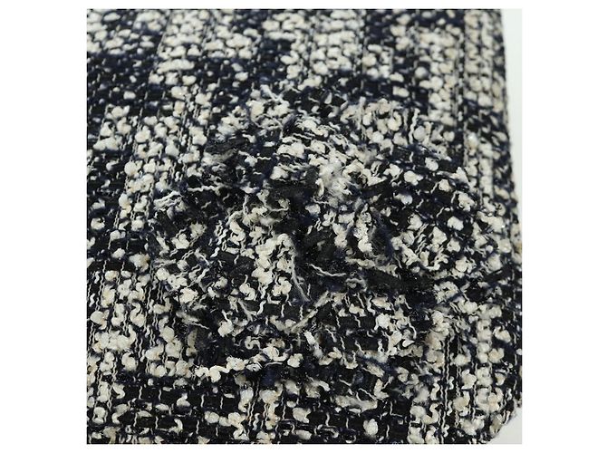 Borsa a Spalla CHANEL in tweed Bianco Nero CC Auth bs33641V - vista 10