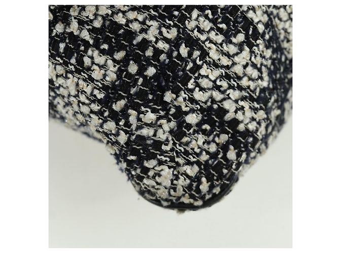 Borsa a Spalla CHANEL in tweed Bianco Nero CC Auth bs33641V - vista 15