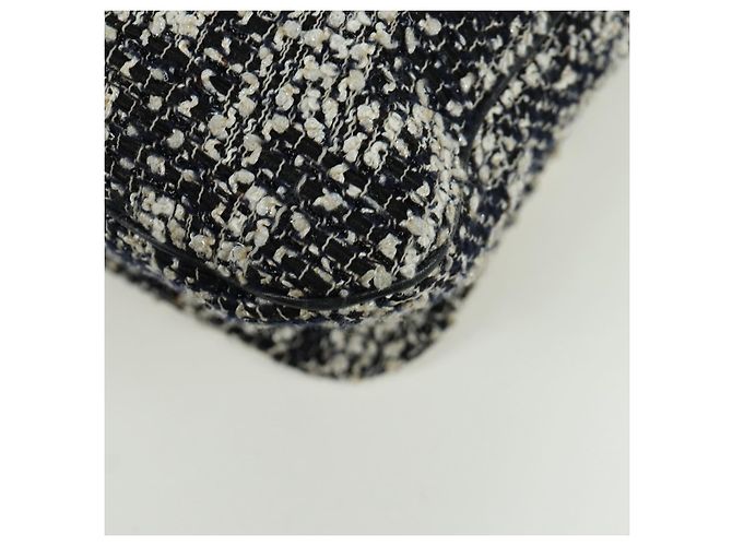 Borsa a Spalla CHANEL in tweed Bianco Nero CC Auth bs33641V - vista 18