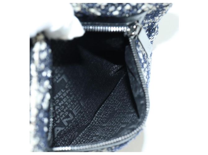 Borsa a Spalla CHANEL in tweed Bianco Nero CC Auth bs33641V - vista 21