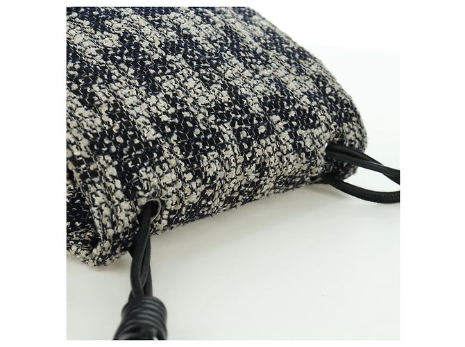 Borsa a Spalla CHANEL in tweed Bianco Nero CC Auth bs33641V - vista 6