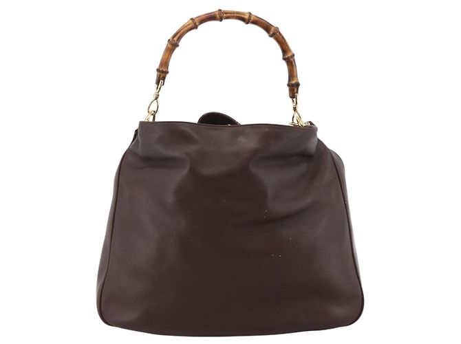 Borsa a Spalla in Pelle Gucci Bamboo 2way Marrone Oro 001 1705 1577 Auth th6602 D'oro - vista 13