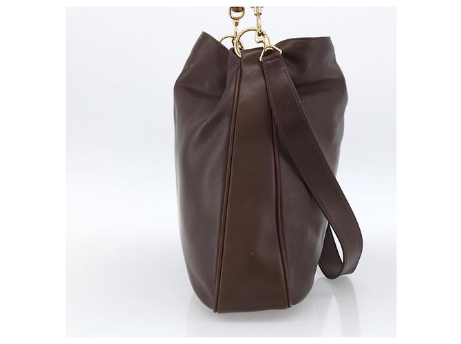 Borsa a Spalla in Pelle Gucci Bamboo 2way Marrone Oro 001 1705 1577 Auth th6602 D'oro - vista 3