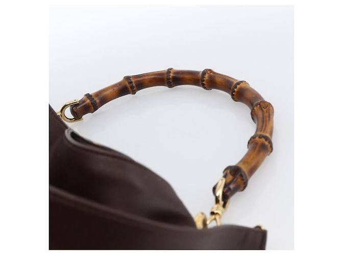 Borsa a Spalla in Pelle Gucci Bamboo 2way Marrone Oro 001 1705 1577 Auth th6602 D'oro - vista 8