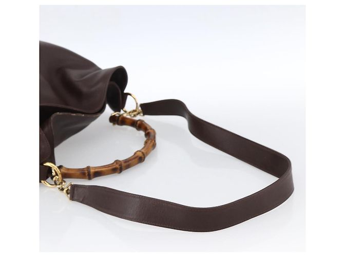 Borsa a Spalla in Pelle Gucci Bamboo 2way Marrone Oro 001 1705 1577 Auth th6602 D'oro - vista 9