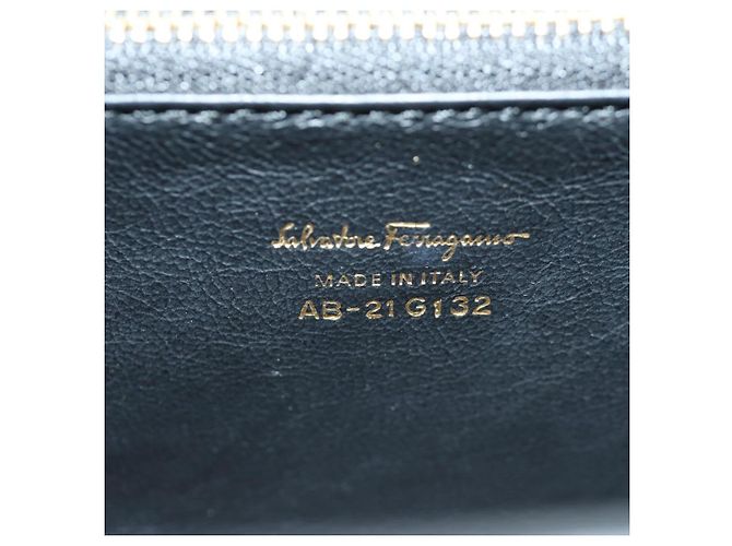 Borsa a Spalla Gancini in Camoscio Nero Rosa Oro Auth ARZ419M di Salvatore Ferragamo D'oro - vista 11