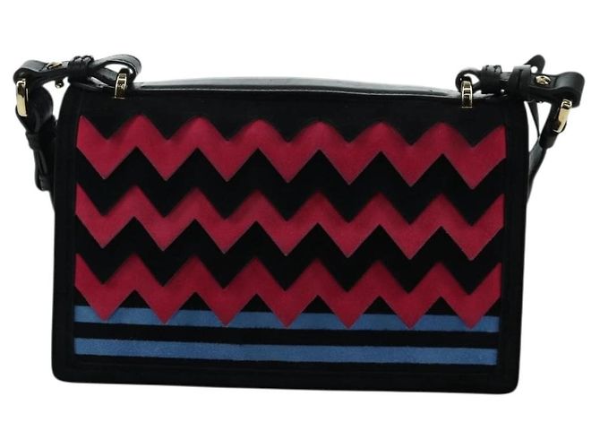 Borsa a Spalla Gancini in Camoscio Nero Rosa Oro Auth ARZ419M di Salvatore Ferragamo D'oro - vista 2