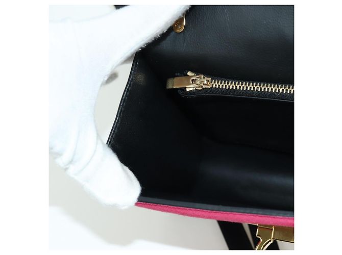 Borsa a Spalla Gancini in Camoscio Nero Rosa Oro Auth ARZ419M di Salvatore Ferragamo D'oro - vista 20