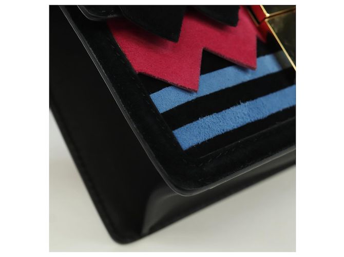Borsa a Spalla Gancini in Camoscio Nero Rosa Oro Auth ARZ419M di Salvatore Ferragamo D'oro - vista 8