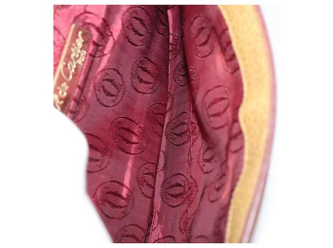 CARTIER Borsa Clutch Must Line in Pelle 2 Pezzi Bordeaux Oro Auth BA10341 D'oro Bordò - vista 15