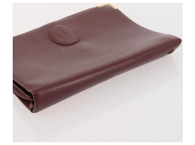 CARTIER Borsa Clutch Must Line in Pelle 2 Pezzi Bordeaux Oro Auth BA10341 D'oro Bordò - vista 5