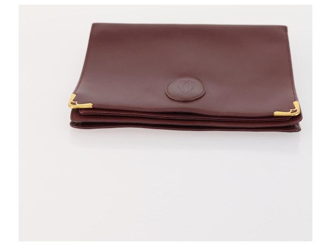 CARTIER Borsa Clutch Must Line in Pelle 2 Pezzi Bordeaux Oro Auth BA10341 D'oro Bordò - vista 6