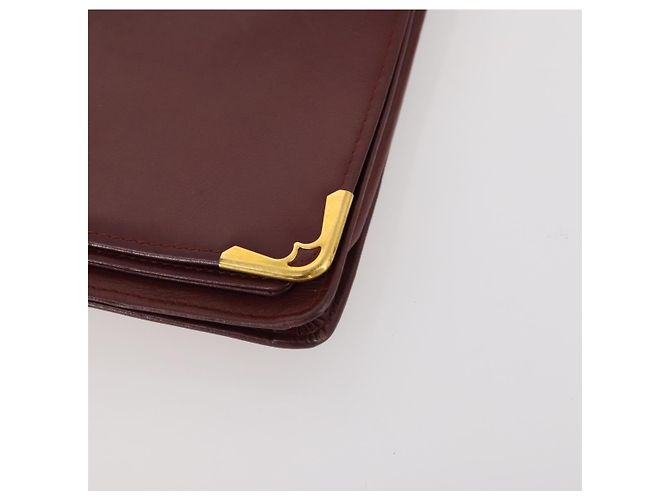 CARTIER Borsa Clutch Must Line in Pelle 2 Pezzi Bordeaux Oro Auth BA10341 D'oro Bordò - vista 7