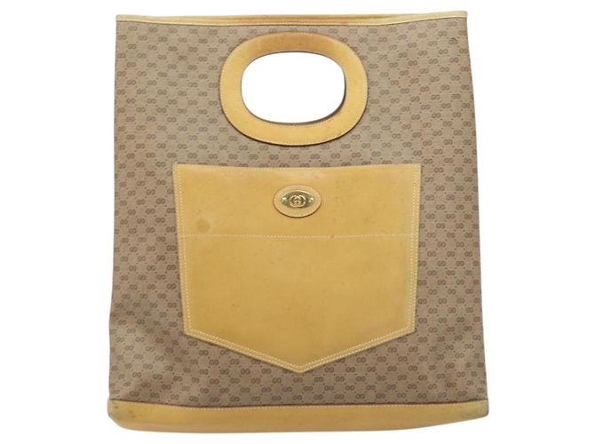 Gucci Borsa a mano Micro GG Supreme in PVC pelle beige oro Auth 173918 D'oro - vista 13