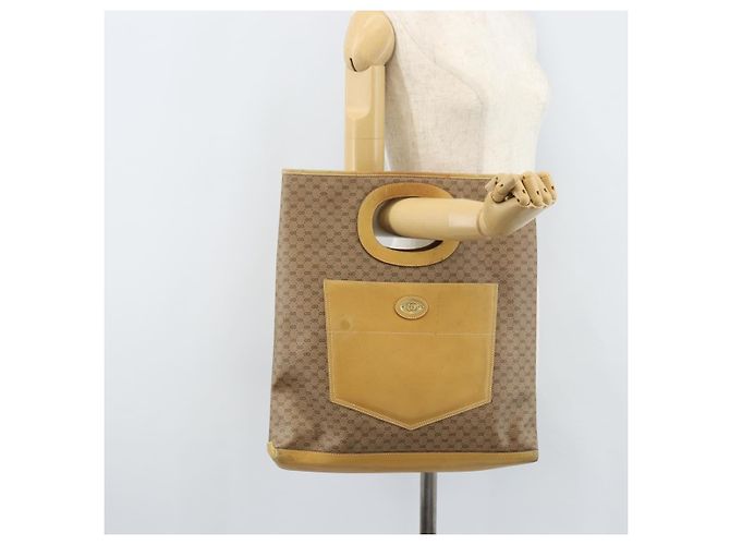 Gucci Borsa a mano Micro GG Supreme in PVC pelle beige oro Auth 173918 D'oro - vista 22