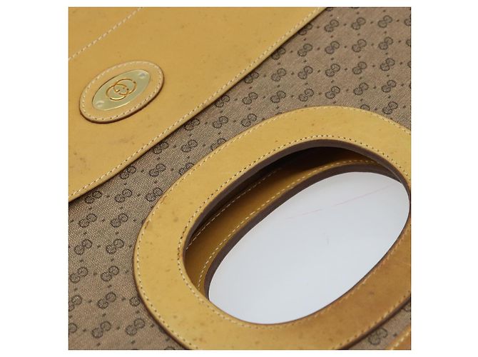 Gucci Borsa a mano Micro GG Supreme in PVC pelle beige oro Auth 173918 D'oro - vista 7