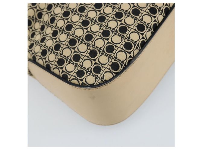 Borsa a Spalla Gancini in Tela Beige Argento Salvatore Ferragamo Auth ka2988 - vista 16