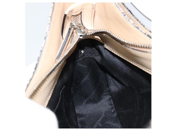 Borsa a Spalla Gancini in Tela Beige Argento Salvatore Ferragamo Auth ka2988 - vista 18