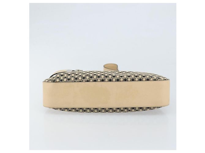 Borsa a Spalla Gancini in Tela Beige Argento Salvatore Ferragamo Auth ka2988 - vista 5