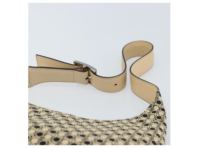Borsa a Spalla Gancini in Tela Beige Argento Salvatore Ferragamo Auth ka2988 - vista 8