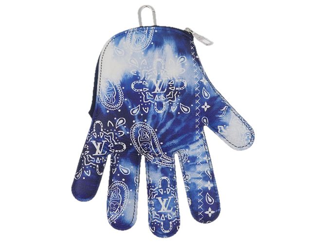 LOUIS VUITTON Bandana Monogram Pouch HIGH 5 Bianco Blu M81410 LV Auth ARZ477SAM - vista 13
