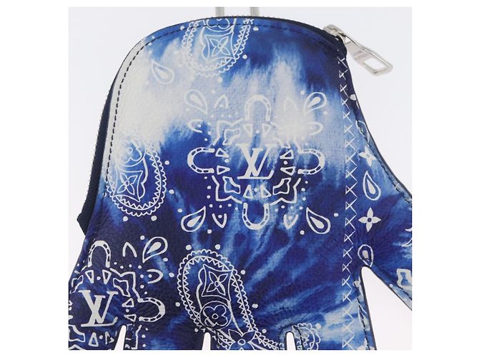 LOUIS VUITTON Bandana Monogram Pouch HIGH 5 Bianco Blu M81410 LV Auth ARZ477SAM - vista 5