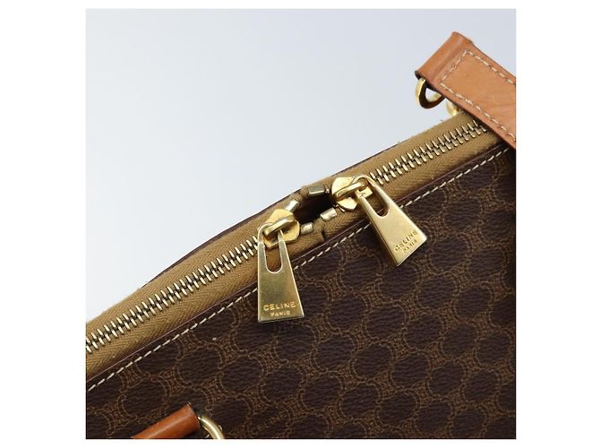 Céline Borsa a mano in tela Macadam CELINE in pelle PVC 2 in 1 marrone oro Auth 171116 D'oro - vista 10