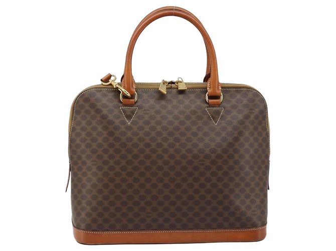 Céline Borsa a mano in tela Macadam CELINE in pelle PVC 2 in 1 marrone oro Auth 171116 D'oro - vista 13