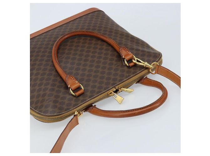 Céline Borsa a mano in tela Macadam CELINE in pelle PVC 2 in 1 marrone oro Auth 171116 D'oro - vista 6