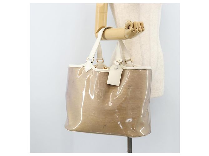 LOUIS VUITTON Borsa Tote Epi Plage Lagoon Bay Bianca Trasparente M92151 LV Auth LNZ349 Bianco - vista 21